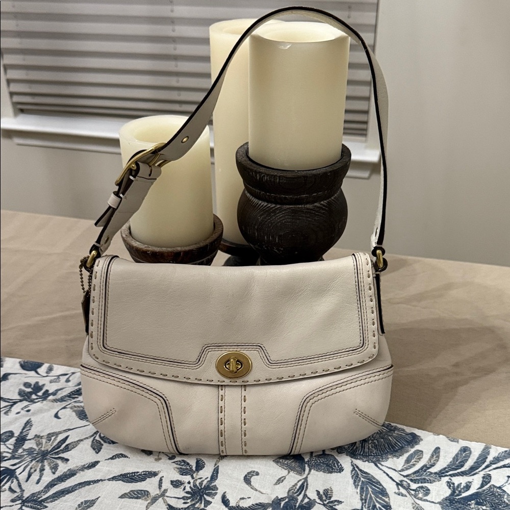 Coach Cream Shoulder Bag with Gold Accents